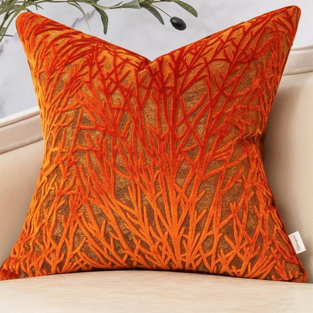 Coastal Coral Velvet Decorative Velvet Throw Pillow Cover 18x18